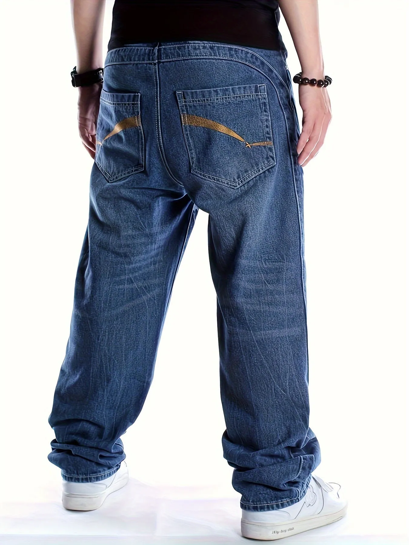 Men's Fashionable Embroidery Loose Fit Jeans - Soft, Comfortable, and Stylish for Street Dance, Skateboarding, and Everyday Wear - Perfect for All Seasons and Occasions