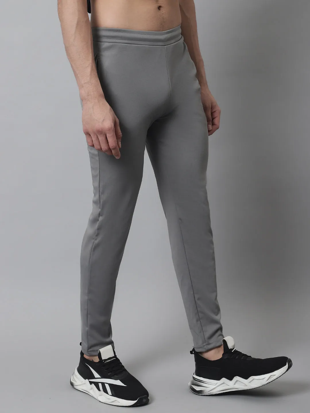 Men'S Grey Solid Streachable Lycra Trackpants