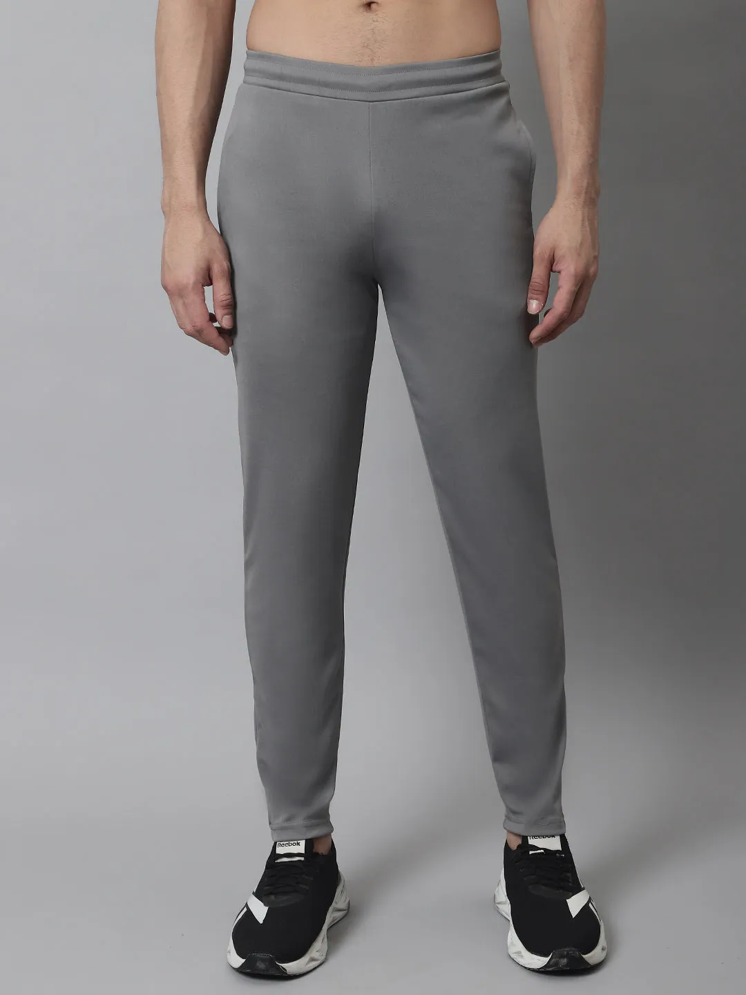 Men'S Grey Solid Streachable Lycra Trackpants