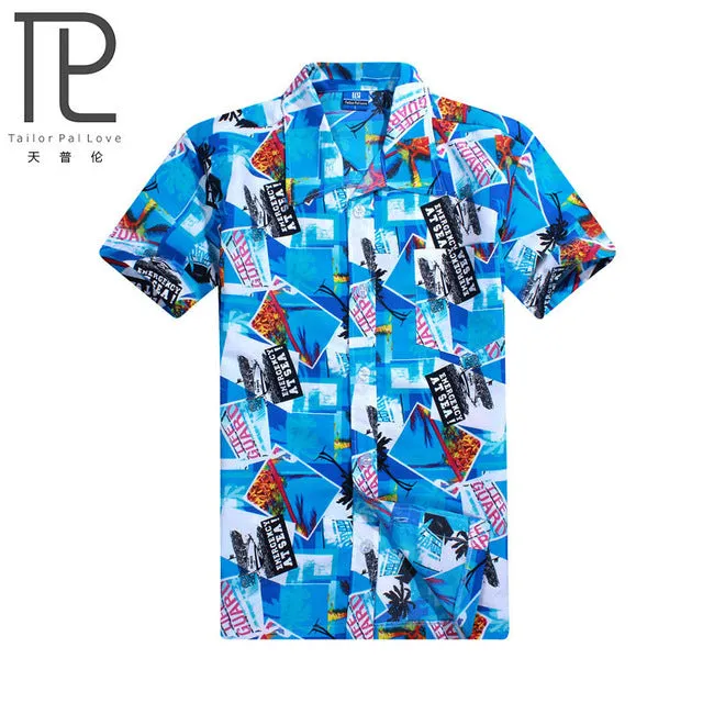 Mens Hawaiian Shirt Male Casual camisa masculina  Printed Beach Shirts Short Sleeve brand clothing Free Shipping Asian Size 4XL