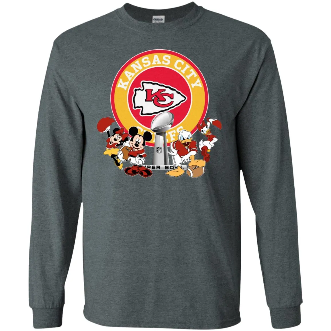 Nfl – Kansas City Chiefs Super Bowl 2019 Mickey Mouse Minnie Mouse Donald Duck Daisy Duck Football Men Long Sleeve Shirt