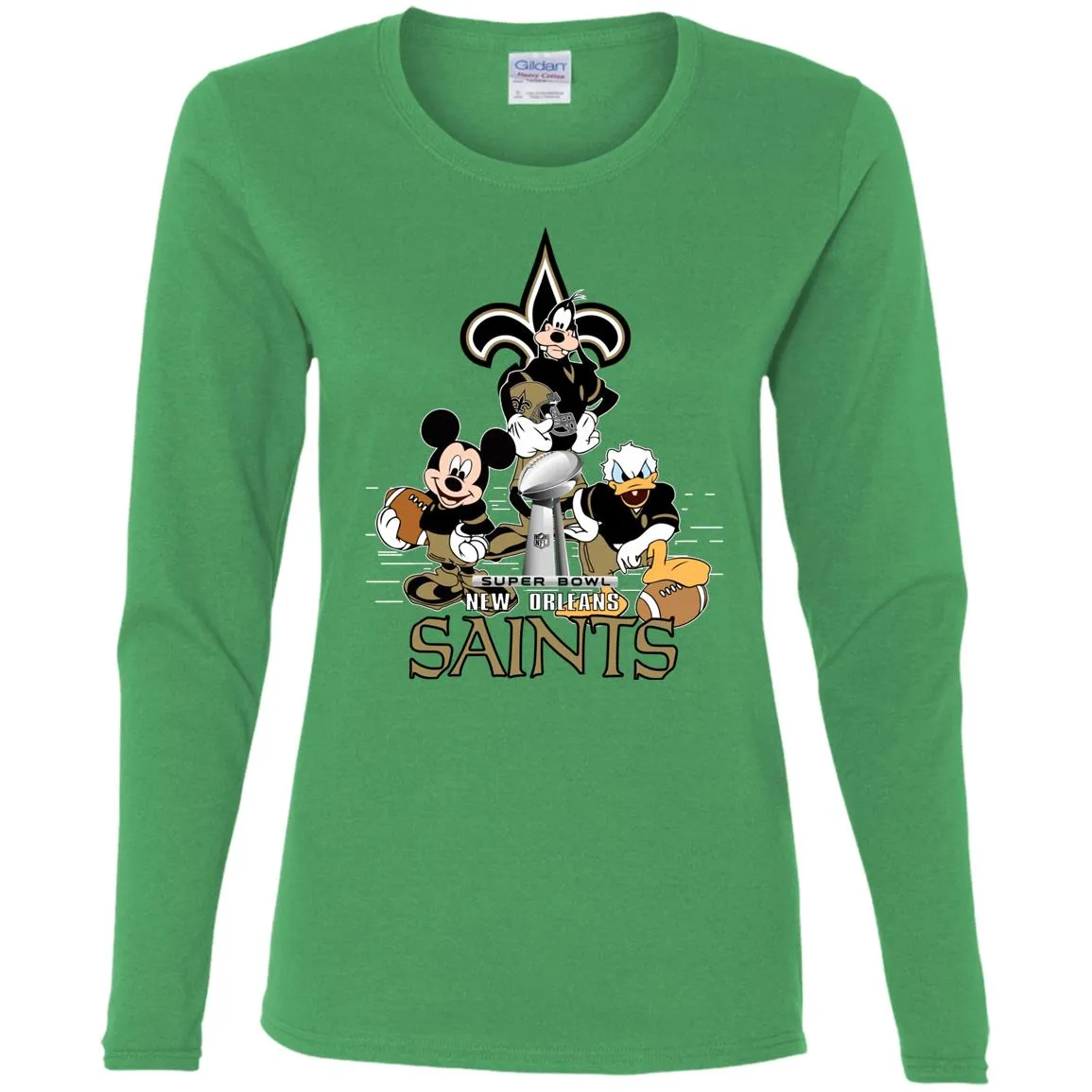 Nfl – New Orleans Saints Donald Duck Goofy Mickey Mouse Super Bowl 2019 Football Women Long Sleeve Shirt