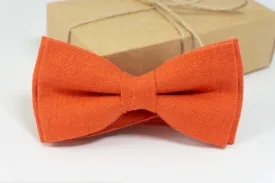 Orange linen bow tie | Orange color bow tie