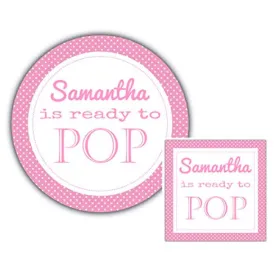 Personalised Baby Shower Stickers Pink Ready to Pop