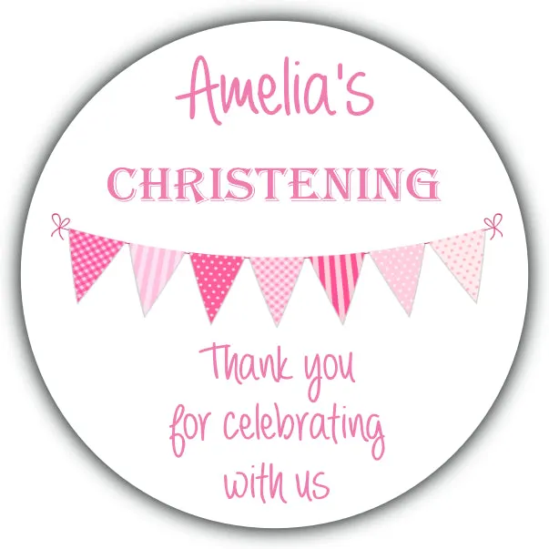 Personalised Christening Party Stickers Bunting