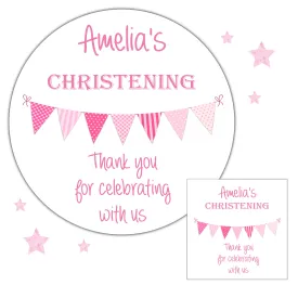 Personalised Christening Party Stickers Bunting