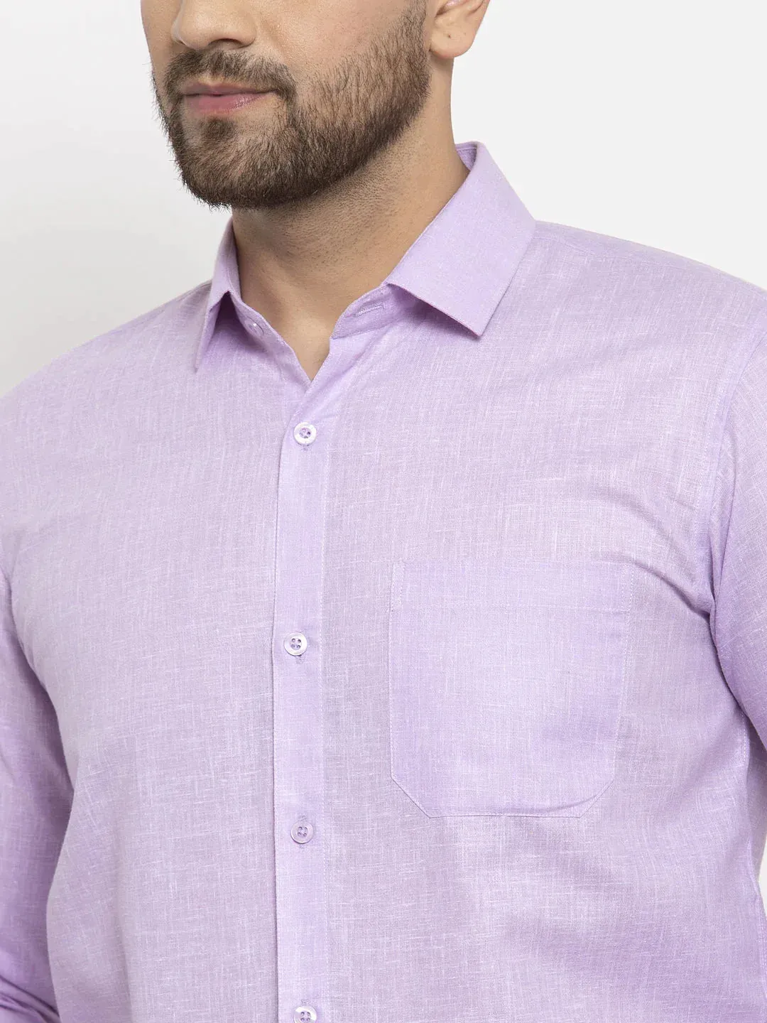 Purple Men'S Dobby Solid Formal Shirts