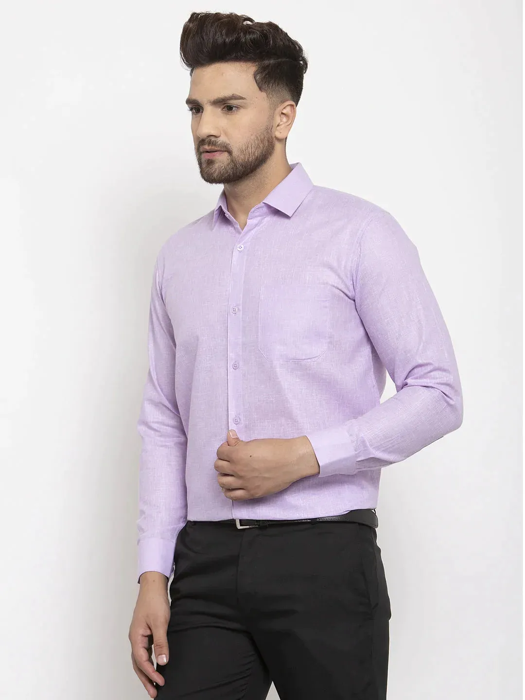 Purple Men'S Dobby Solid Formal Shirts