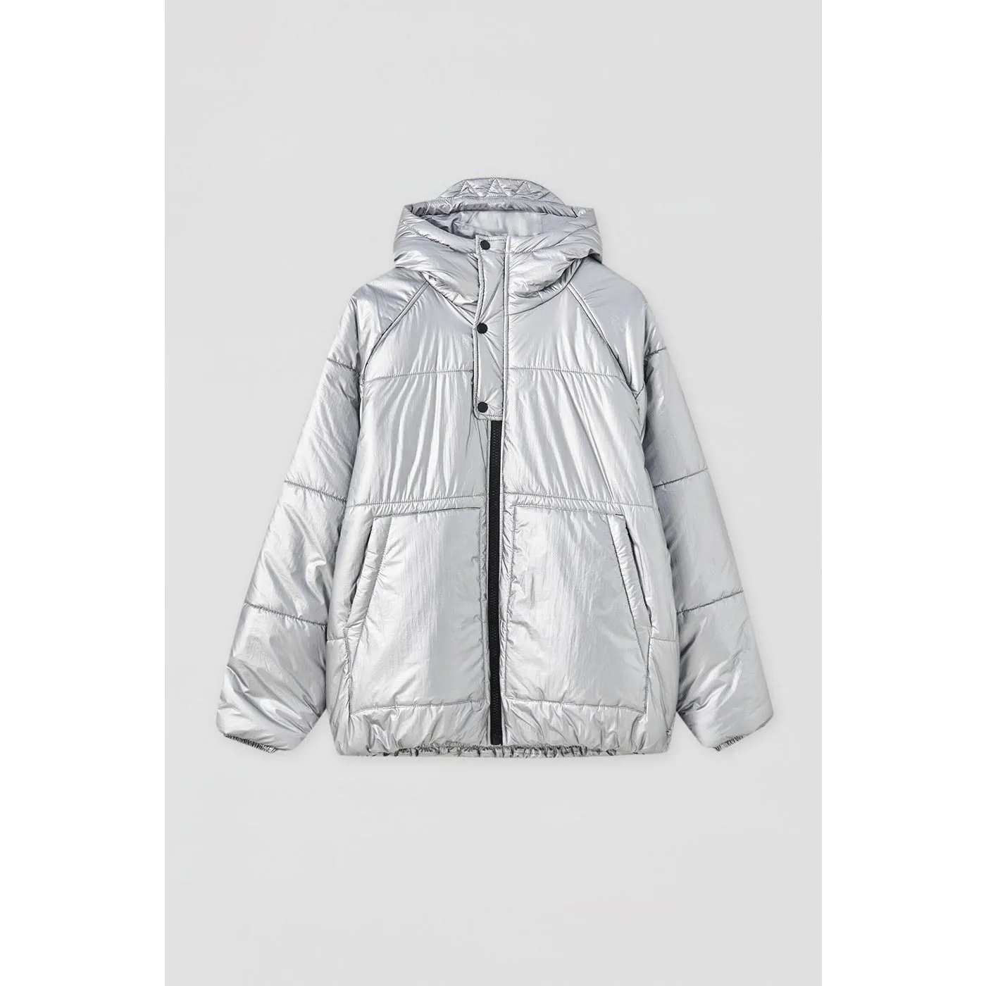 Silver Shinny Reflective Hooded Jacket