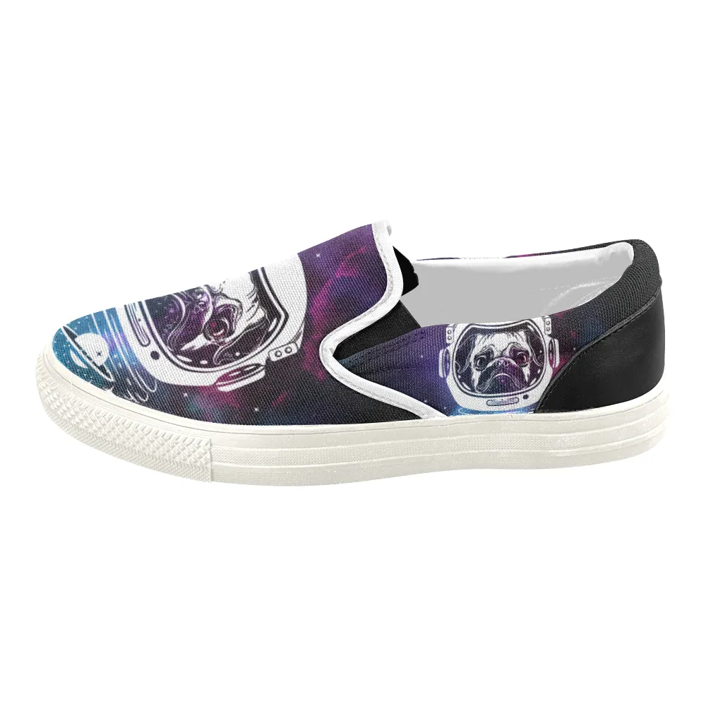 Space Pug Women's Slip-on Canvas Shoes