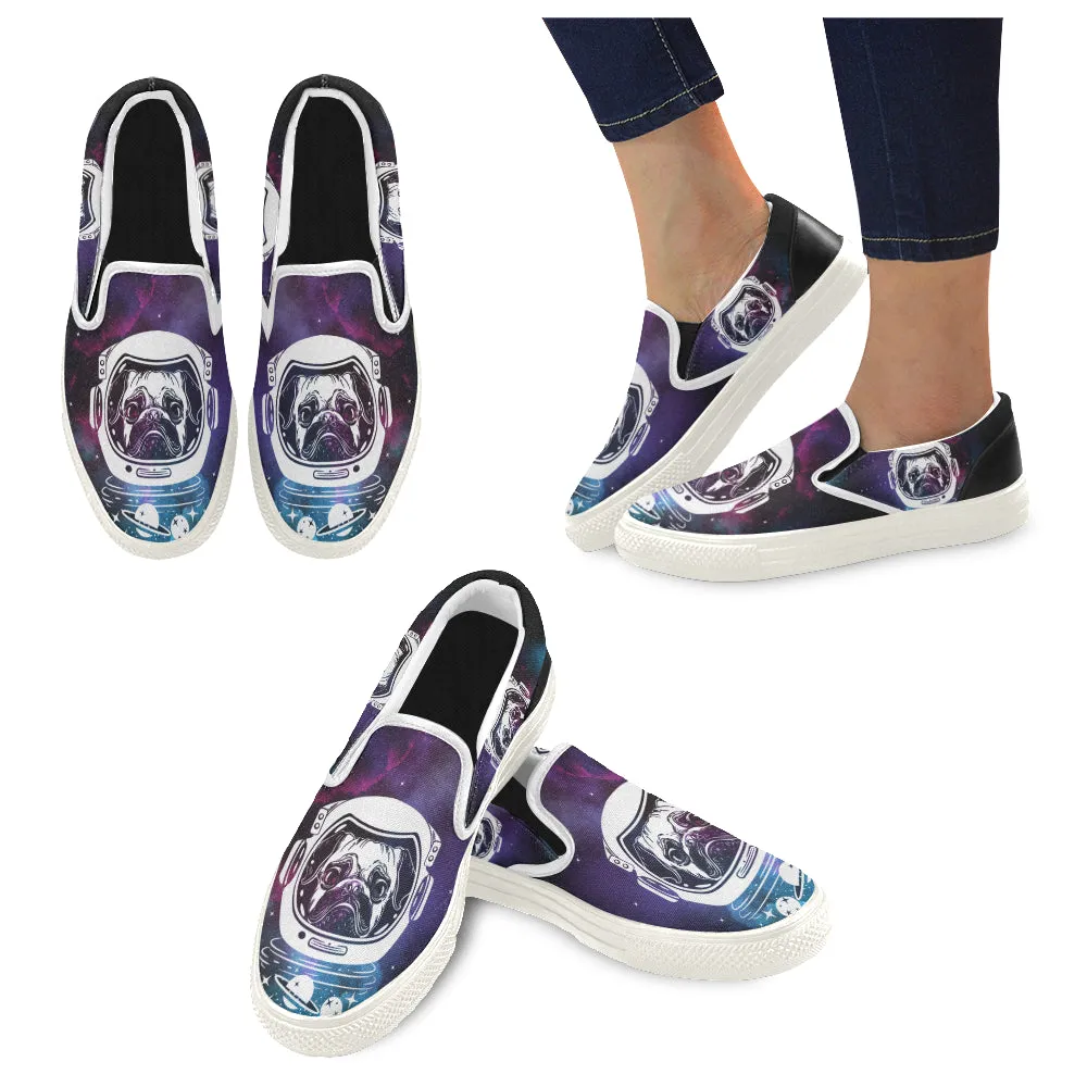 Space Pug Women's Slip-on Canvas Shoes