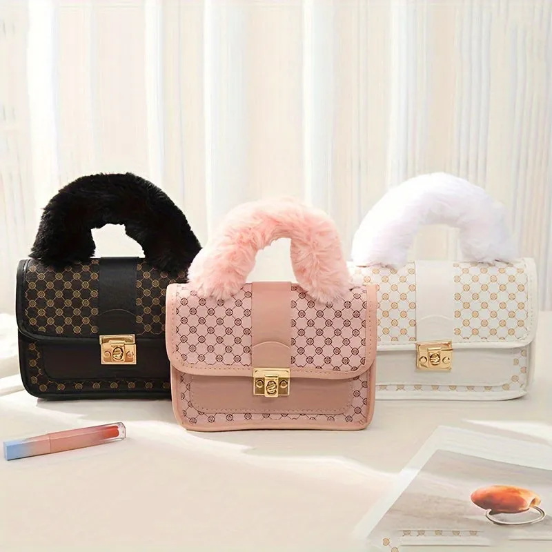 Stylish Plush Handle Bag  Perfect Gift for Girls