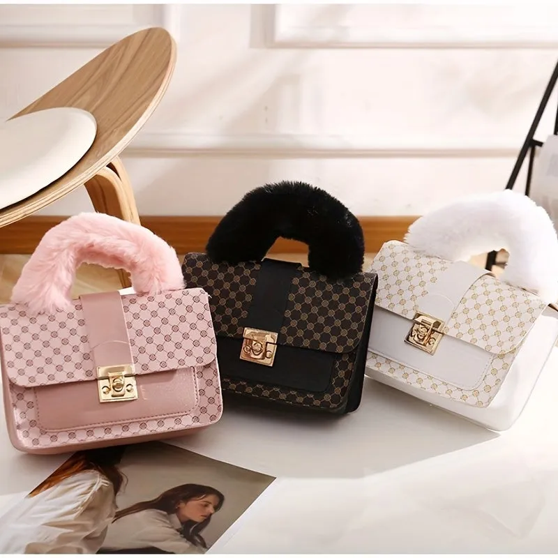 Stylish Plush Handle Bag  Perfect Gift for Girls