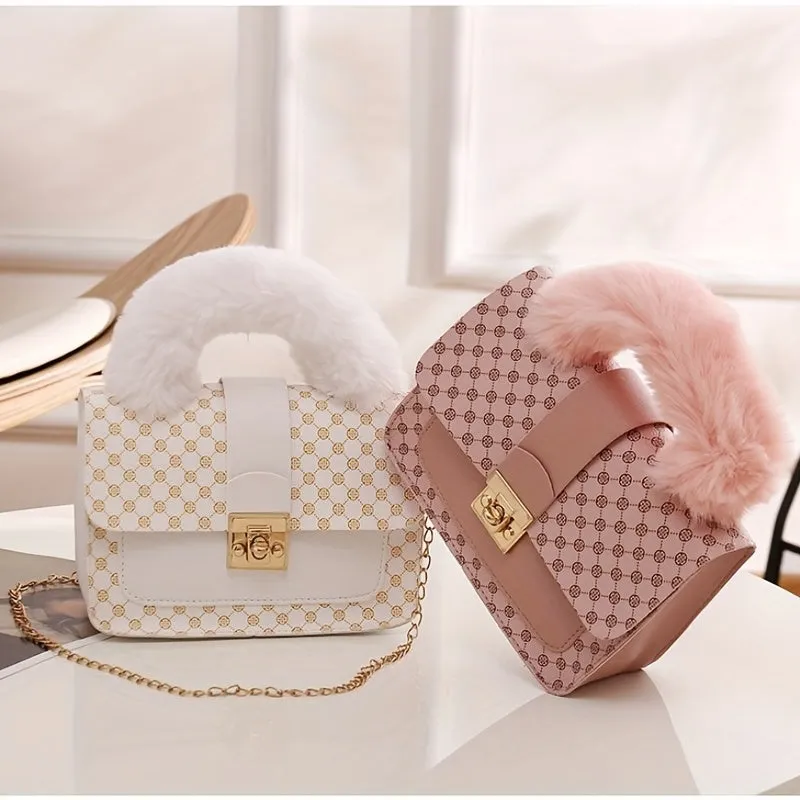 Stylish Plush Handle Bag  Perfect Gift for Girls