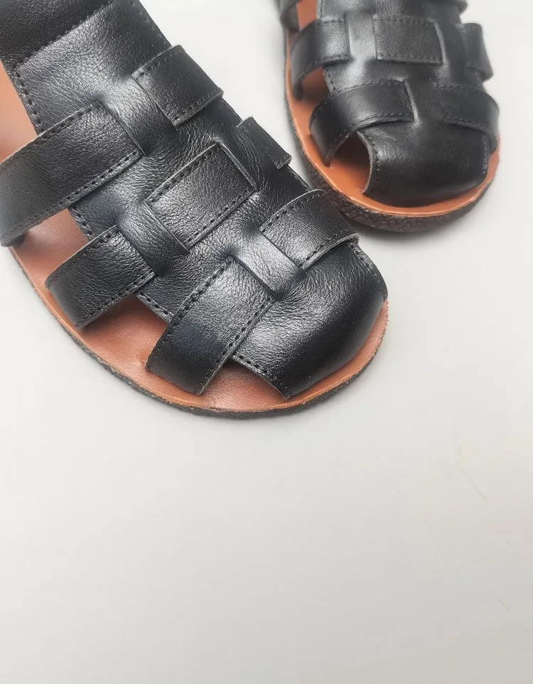 T-strap Leather Woven Fisherman Sandals for Men 38-45