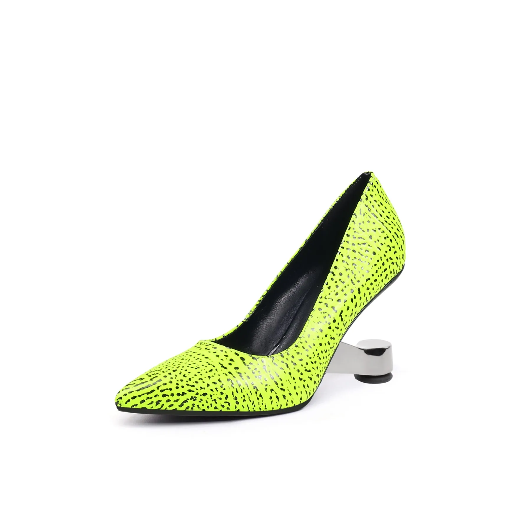 Textured Leather Pointed Toe Pumps