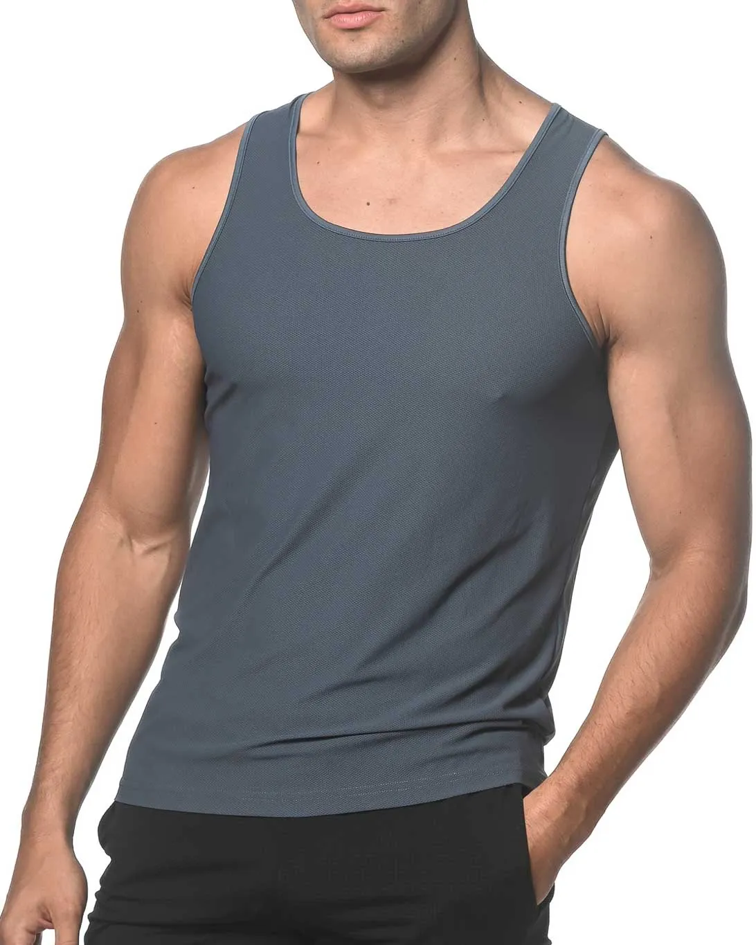 Textured Mesh Stretch Performance Tank