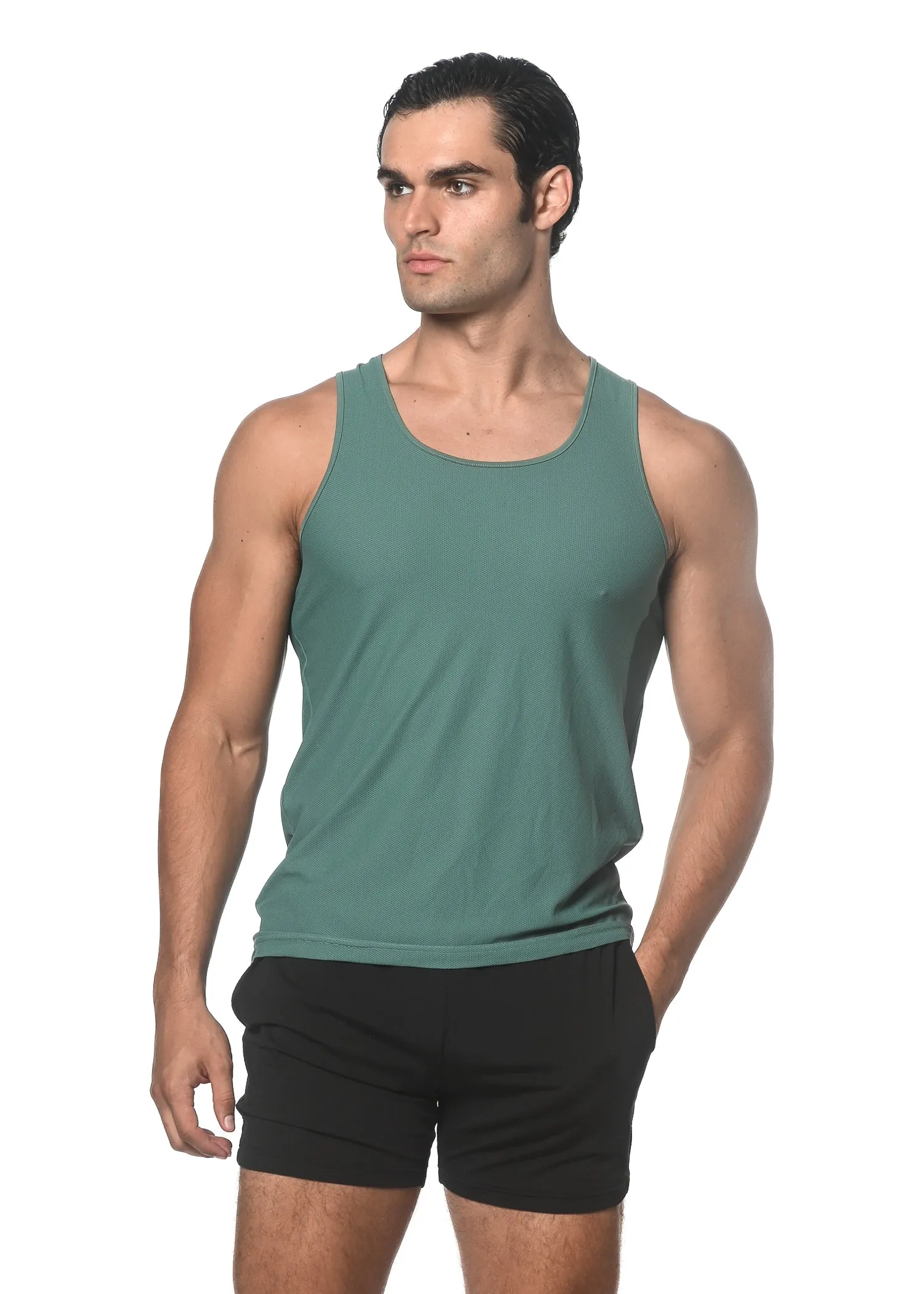 Textured Mesh Stretch Performance Tank