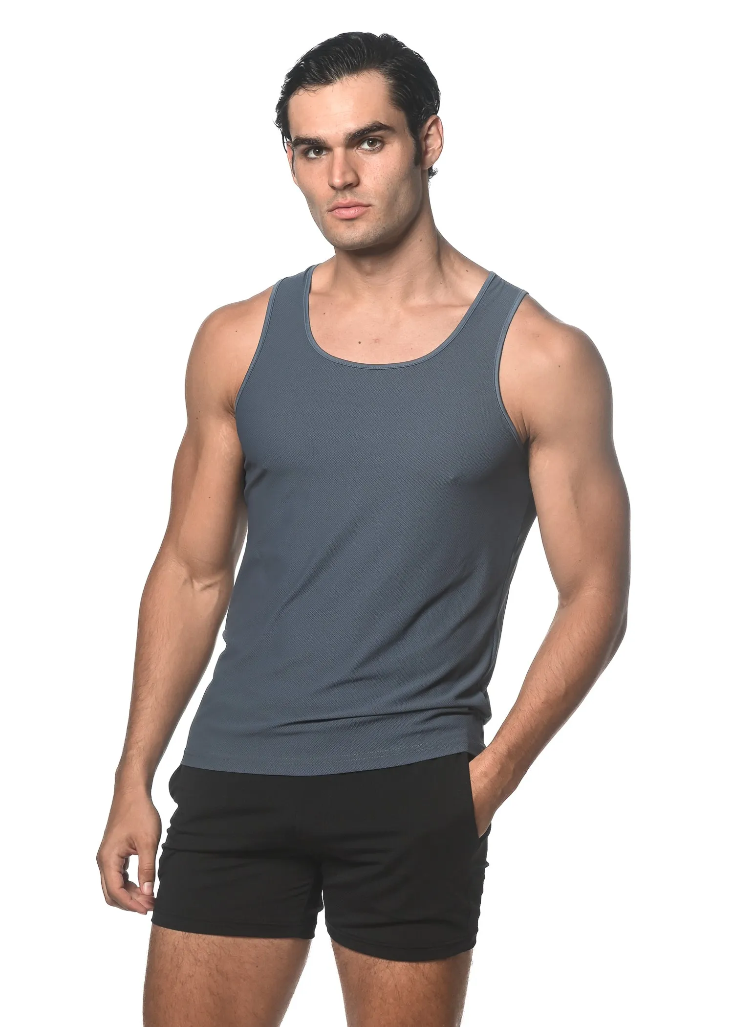 Textured Mesh Stretch Performance Tank