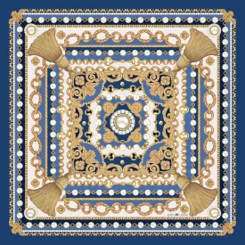 The Jewelled Baroque Silk Scarf - Sapphire | 90x90cm