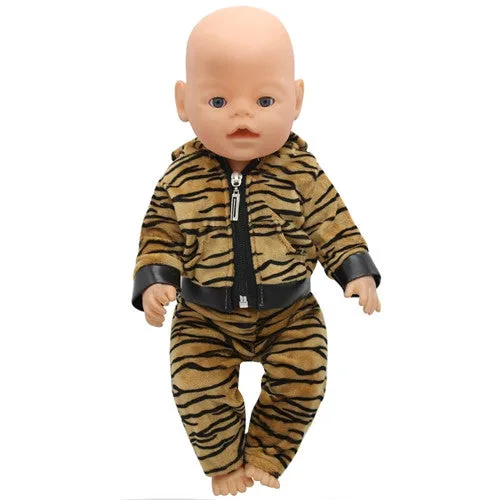 Tiger Jackets and Pants Suit Dress Doll Clothes fit 43cm Baby Born Zapf Doll Clothes and 17inch Doll Accessories Handmade 186