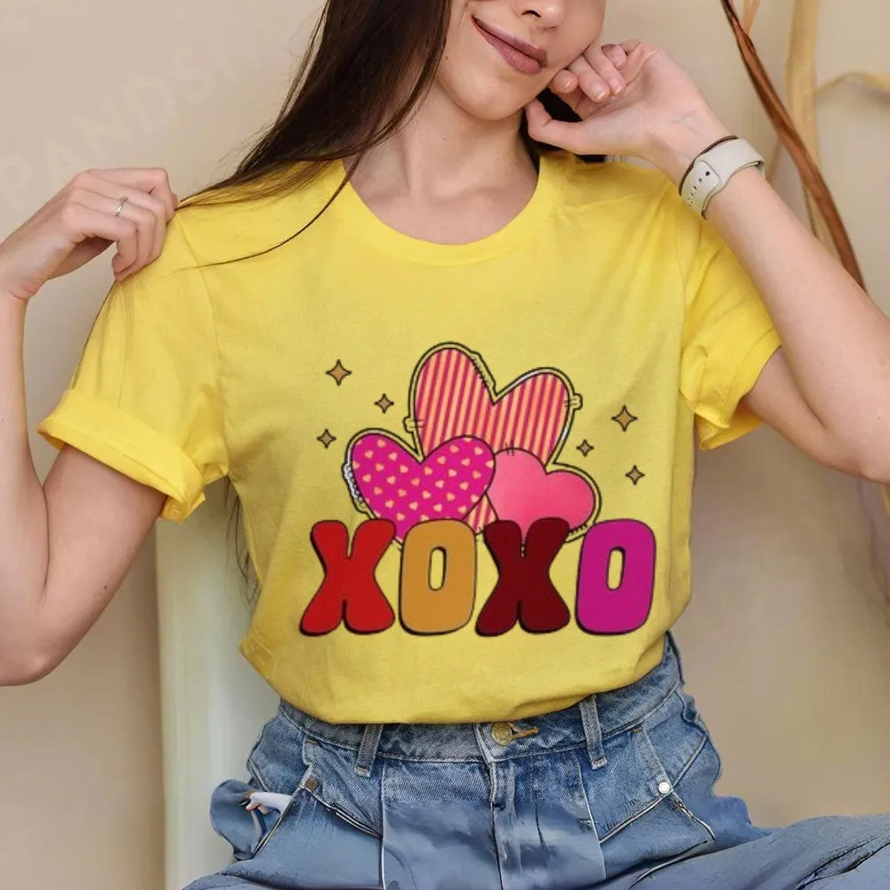 Women Love Heart Valentine's Day Print Graphic T-shirt