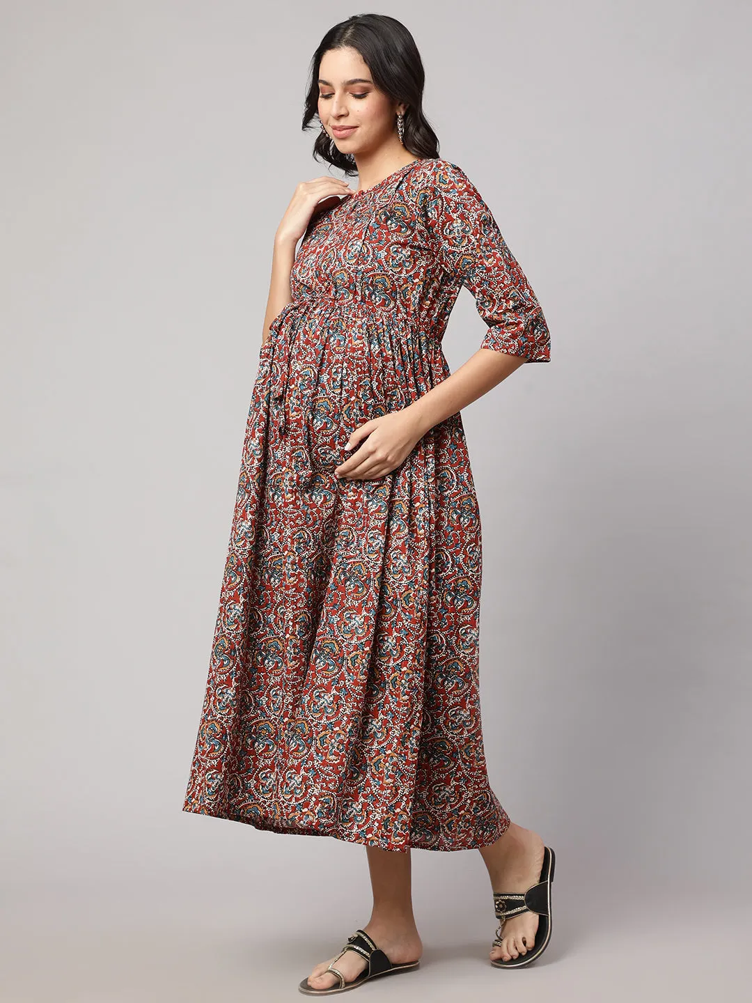 Women Multi Printed Maternity Dress