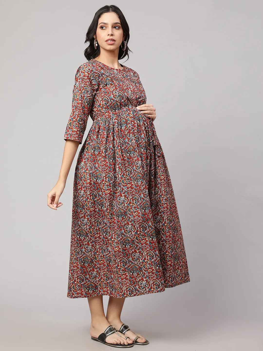 Women Multi Printed Maternity Dress