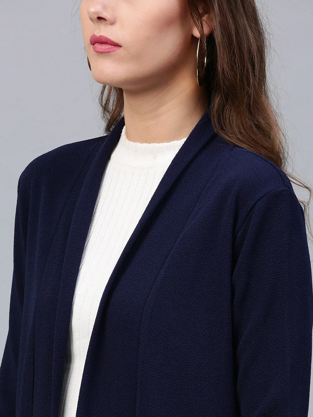 Women Navy Longline Shrug